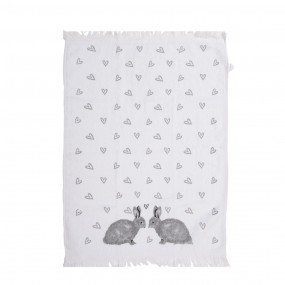 2CTBSL2 Guest Towel 40x66 cm White Grey Cotton Rabbits Toilet Towel