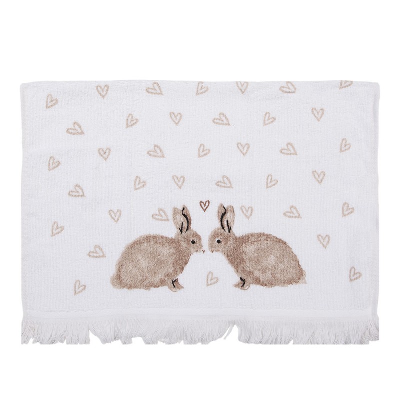 CTBSLC2 Guest Towel 40x66 cm White Brown Cotton Rabbits Toilet Towel