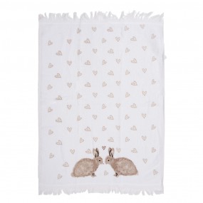 2CTBSLC2 Guest Towel 40x66 cm White Brown Cotton Rabbits Toilet Towel