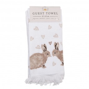 2CTBSLC2 Guest Towel 40x66 cm White Brown Cotton Rabbits Toilet Towel