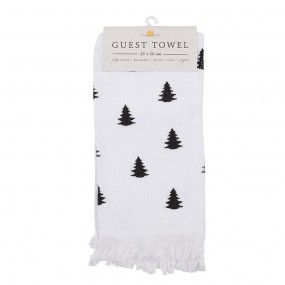 2CTBWX Guest Towel 40x66 cm White Black Cotton Christmas Trees Toilet Towel