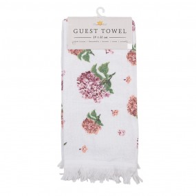 2CTVTG Guest Towel 40x66 cm White Pink Cotton Hydrangea Toilet Towel