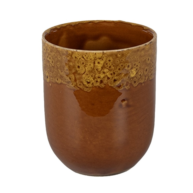 6CEMU0136 Mug 150 ml Brown Yellow Ceramic Tea Mug