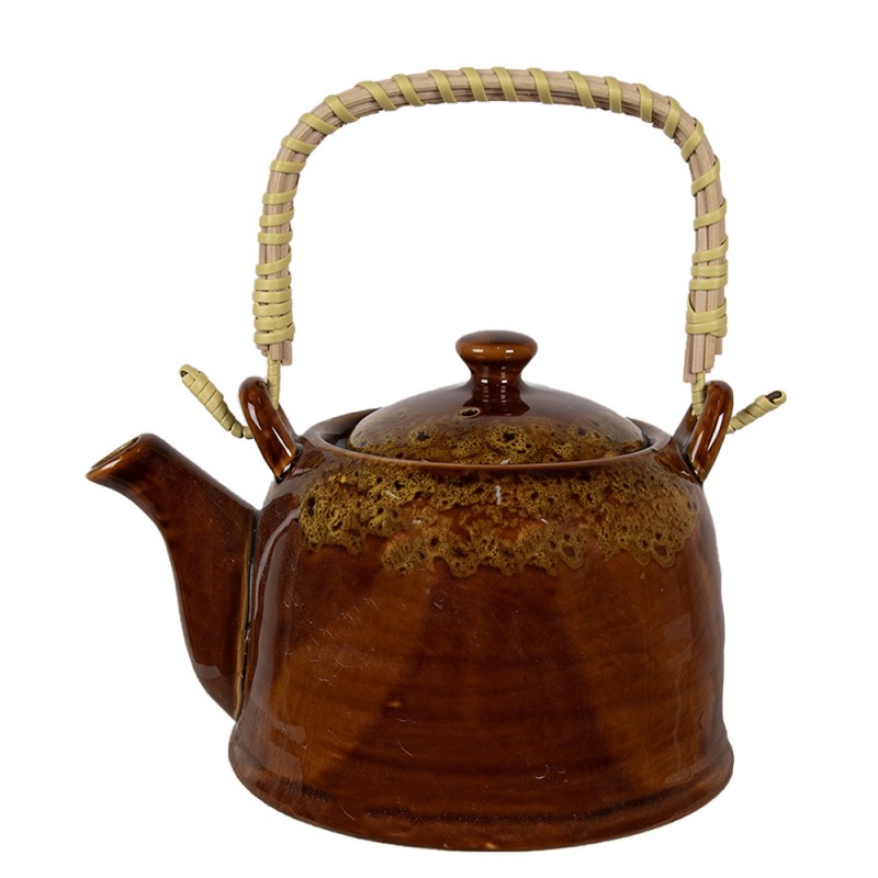 6CETE0136 Teekanne mit Filter 750 ml Braun Gelb Keramik Kanne für Tee