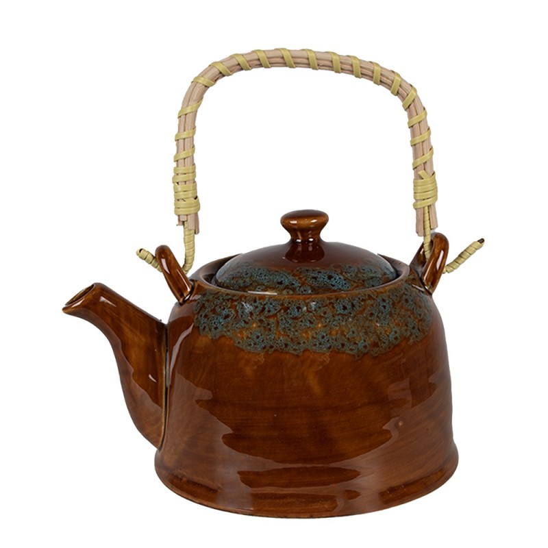 6CETE0137 Teekanne mit Filter 750 ml Braun Blau Keramik Kanne für Tee