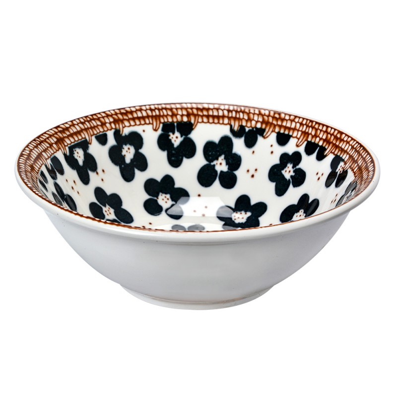 6CEBO0064 Soup Bowl 300 ml White Black Ceramic Serving Bowl