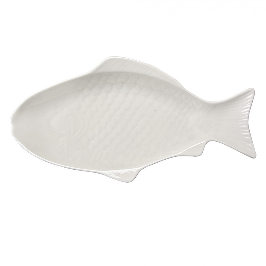 6CEBO0065 Scodella Pesce 36x18x4 cm Bianco Ceramica Vassoio da portata