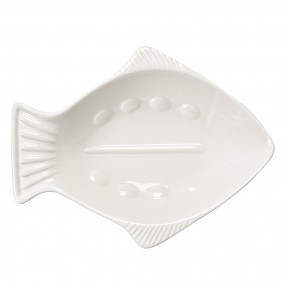 26CEBO0057 Bowl Fish 19x15x4 cm White Ceramic Serving Platter