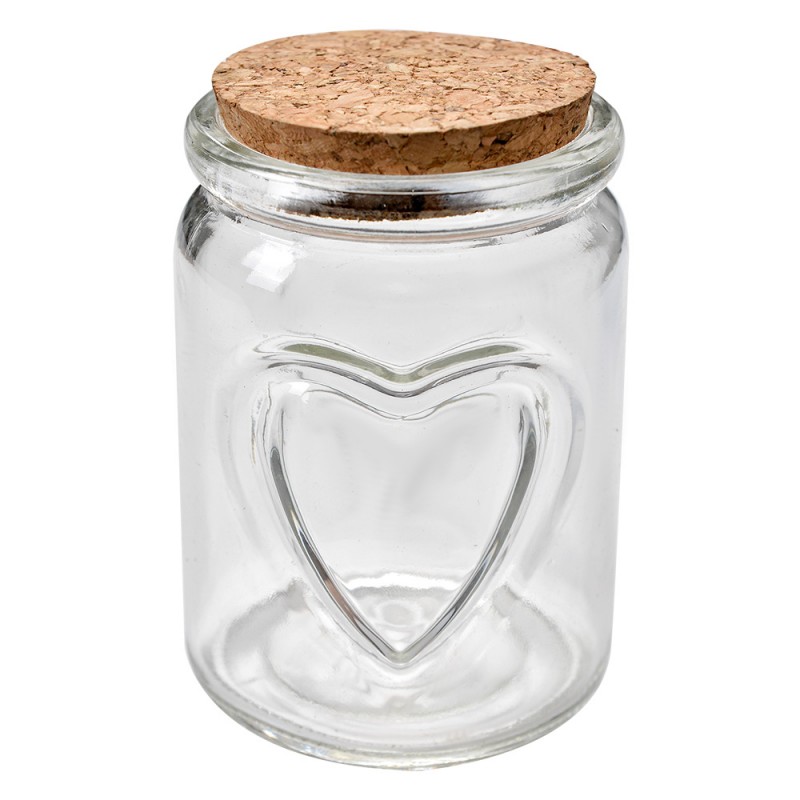 6GL4404 Storage Jar Ø 7x10 cm Transparent Glass Hearts Storage Pot