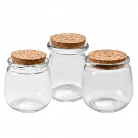 26GL4407 Storage Jar Ø 8x9 cm Transparent Glass Storage Pot