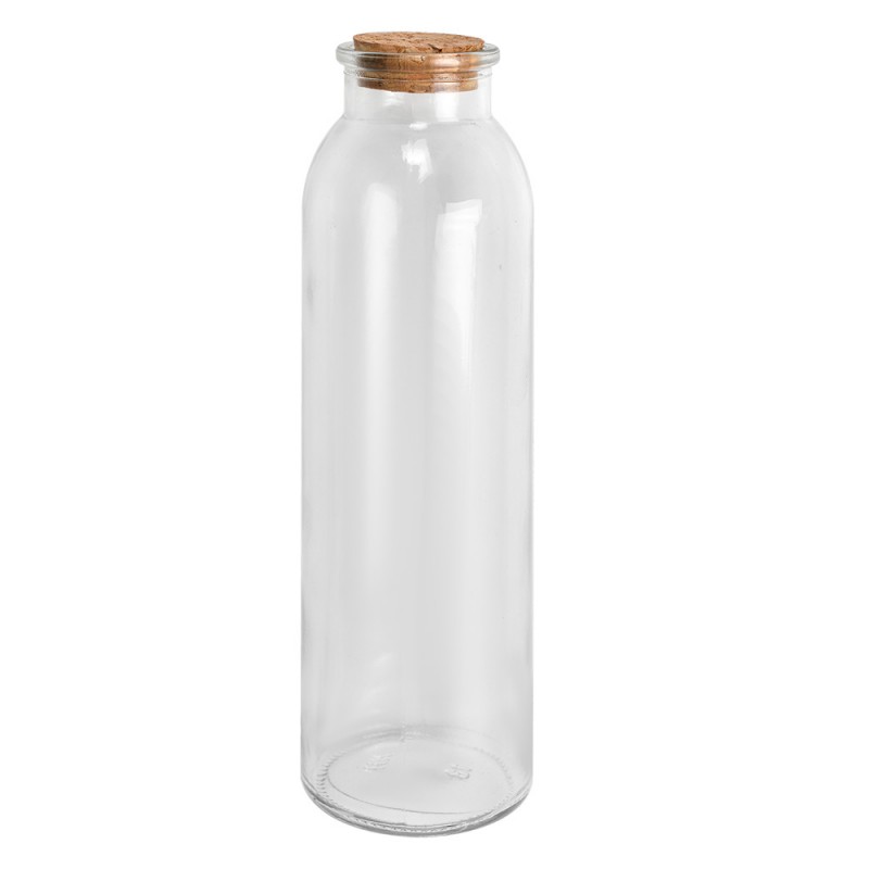 6GL4422 Decorative Bottle Ø 5x19 cm Transparent Glass Storage Jar Lid