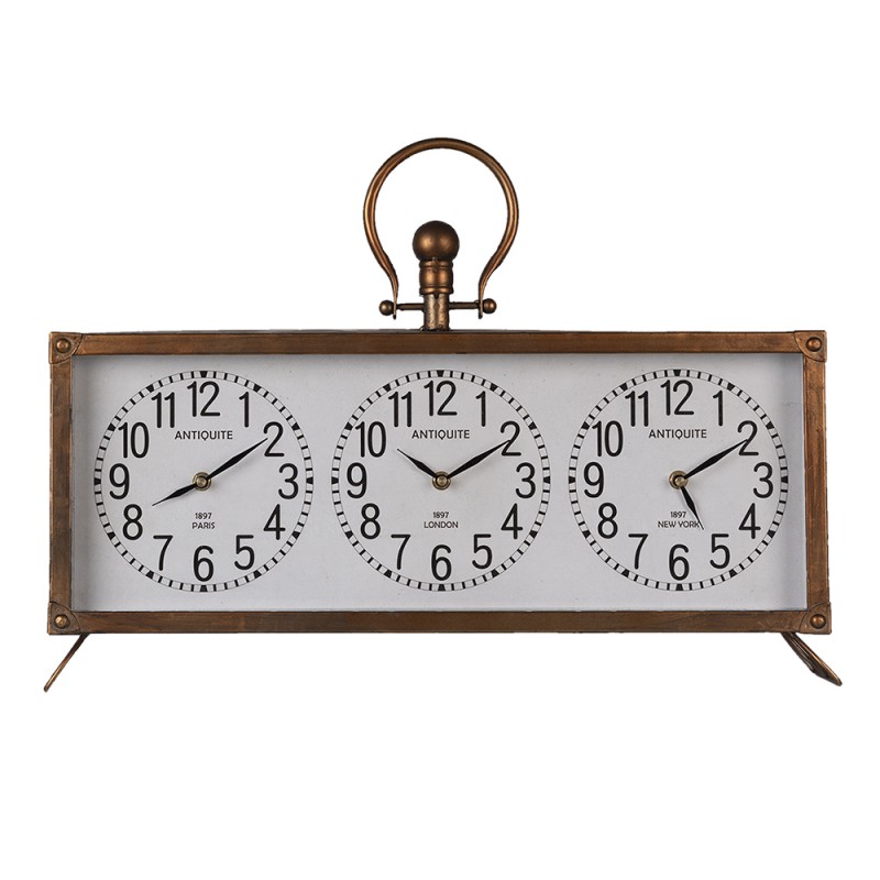 6KL0715 Table Clock 56x45 cm  Copper colored Iron Glass Indoor Table Clock
