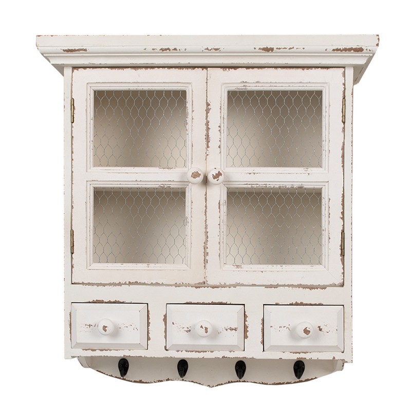 5H0661 Wall Cabinet 56x23x61 cm White Wood product Storage Cabinet
