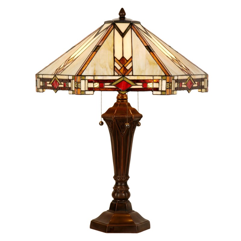 5LL-6325 Lampada da tavolo Tiffany 75 cm Beige Vetro Lampada da scrivania Tiffany