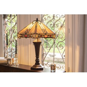 25LL-6325 Tiffany Tafellamp  75 cm Beige Glas Tiffany Bureaulamp