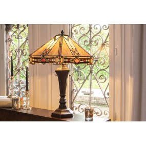 25LL-6325 Tiffany Tischlampe 75 cm Beige Glas Schreibtischlampe Tiffany