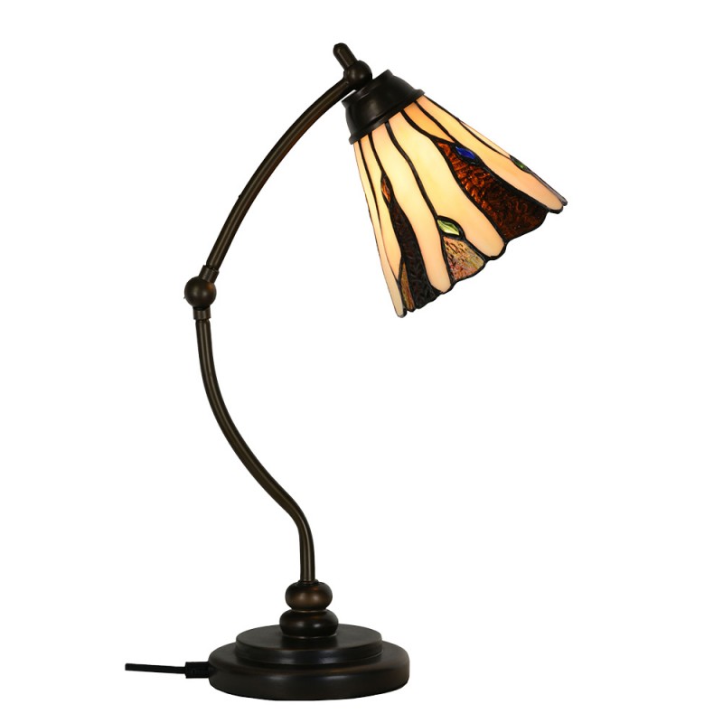 5LL-6318 Lampada da tavolo Tiffany Ø 27x51 cm Beige Vetro Lampada da scrivania Tiffany
