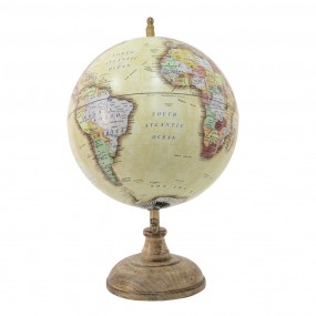 264913 Globe 22x33 cm Jaune Bois Fer Globe terrestre