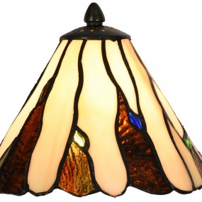 25LL-6316 Lampada da tavolo Tiffany Ø 20x60 cm Beige Marrone  Vetro Lampada da scrivania Tiffany