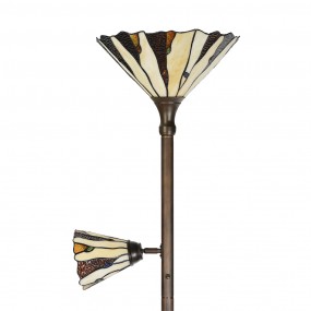 25LL-6319 Lampada da terra Tiffany Ø 38x178 cm Beige Marrone  Vetro Lampade Tiffany