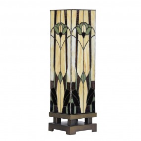 25LL-6323 Table Lamp Tiffany 15x15x54 cm Beige Brown Glass Desk Lamp Tiffany