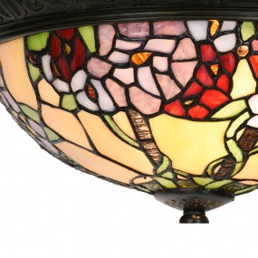 25LL-6326 Lampada da soffitto Tiffany Ø 37x19 cm Beige Viola Vetro Lampade Tiffany