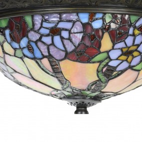 25LL-6326 Lampada da soffitto Tiffany Ø 37x19 cm Beige Viola Vetro Lampade Tiffany