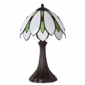 25LL-6328 Lampada da tavolo Tiffany Ø 25x42 cm Bianco Verde  Vetro Lampada da scrivania Tiffany