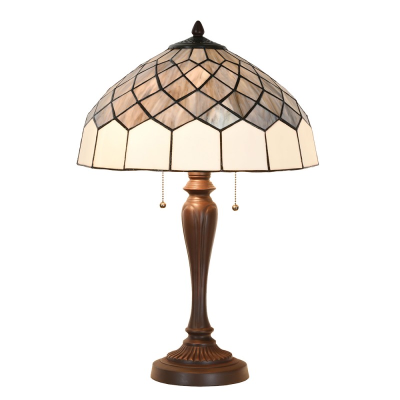 5LL-6330 Lampada da tavolo Tiffany Ø 40x58 cm Grigio Vetro Lampada da scrivania Tiffany