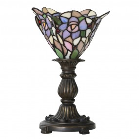 25LL-6336 Lampe de table Tiffany Ø 20x30 cm Rose Violet Verre Lampe de bureau Tiffany