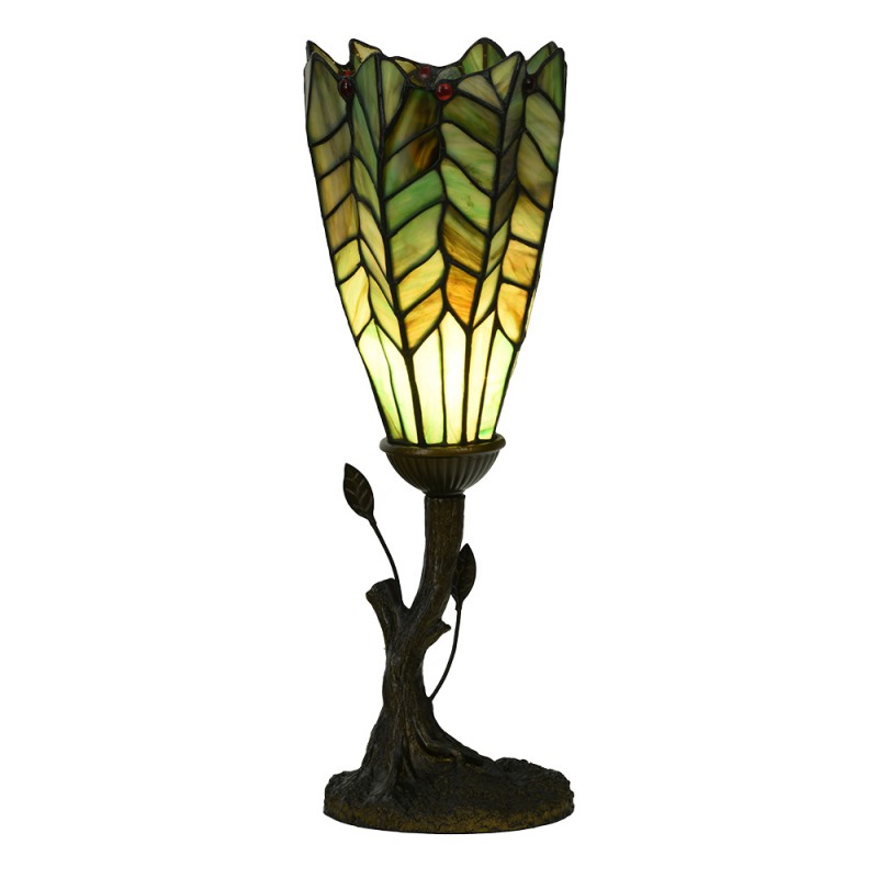 5LL-6337 Lampada da tavolo Tiffany Ø 15x42 cm Verde Vetro Lampada da scrivania Tiffany