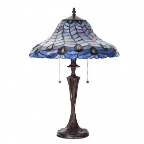 25LL-6338 Lampe de table Tiffany Ø 40x60 cm Bleu Violet Verre Lampe de bureau Tiffany