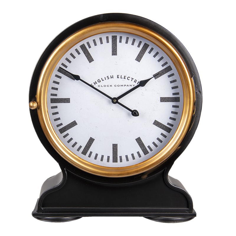 6KL0721 Floor Clock 42x52 cm  Black Metal Round Mantel Clock