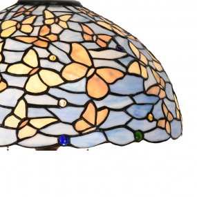 25LL-6344 Lampada da tavolo Tiffany Ø 40x60 cm Blu Vetro Farfalle Lampada da scrivania Tiffany