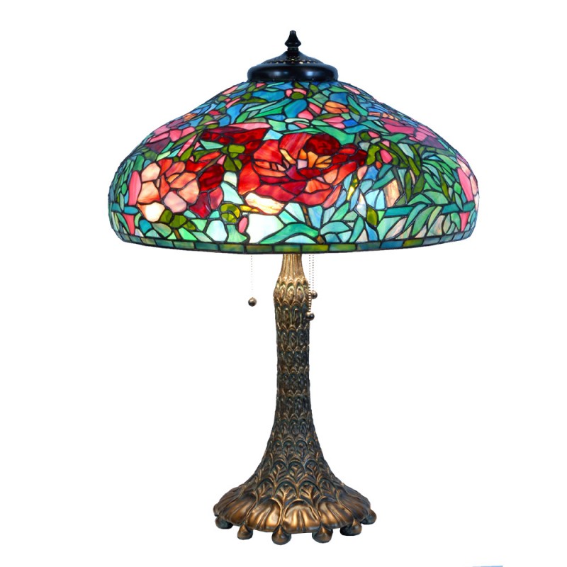 5LL-6345 Lampada da tavolo Tiffany Ø 55x 85 cm Verde Vetro Lampada da scrivania Tiffany