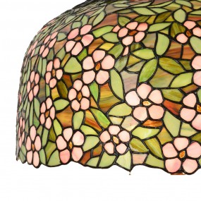 25LL-6349 Lampada da tavolo Tiffany Ø 46x72 cm Verde Rosa  Vetro Lampada da scrivania Tiffany