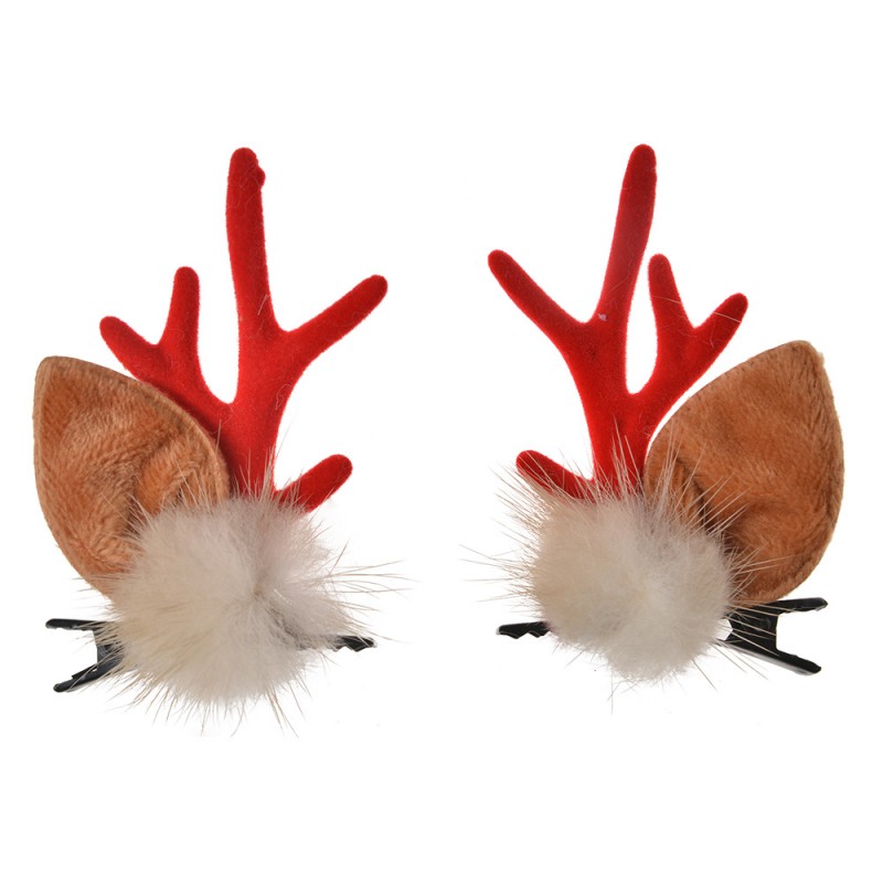 JZHC0054 Barrette à cheveux set de 2 Rouge Plastique Bois de cerf