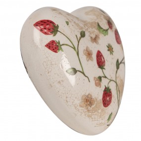 26CE1637 Decoration Heart 11x11x4 cm Beige Red Ceramic Strawberries Home Decor