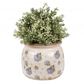 26CE1639M Pot de fleurs Ø 16x13 cm Beige Bleu Céramique Fleurs Pot de fleurs d'intérieur