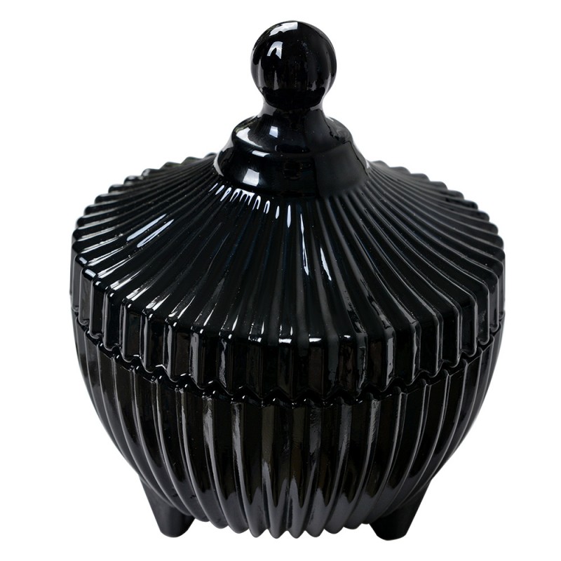 6GL4428 Glass Jar Ø 9x12 cm Black Glass Jar with Lid