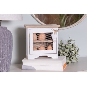 262594 Egg Cabinet 19x14x19 cm White Wood Square Egg Holder