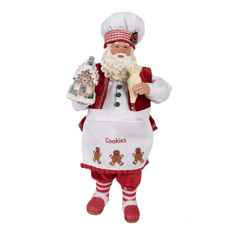 65227 Figurine Santa Claus 28 cm Red Textile on Plastic Christmas Figurine