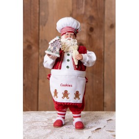 265227 Figurine Santa Claus 28 cm Red Textile on Plastic Christmas Figurine