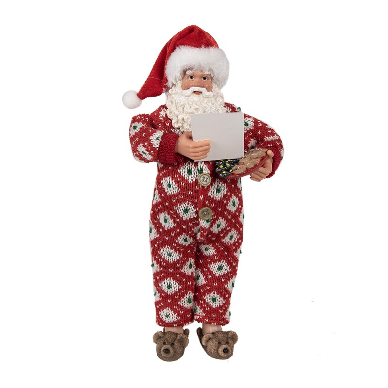65230 Figurine Santa Claus 28 cm Red Textile on Plastic Christmas Figurine