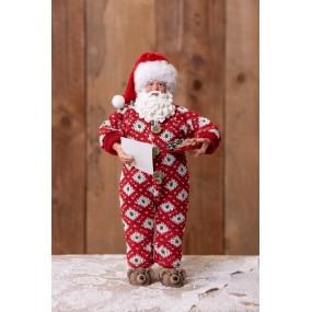 265230 Beeld Kerstman 28 cm Rood Textiel op kunststof Beeld Kerstmis
