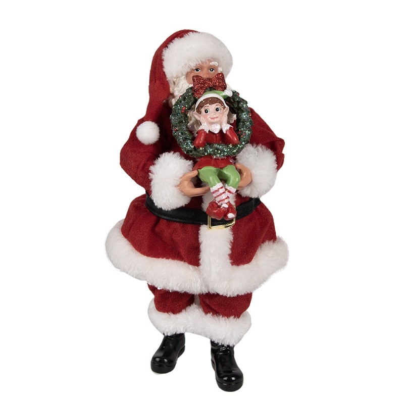 65231 Figurine Santa Claus 28 cm Red Textile on Plastic Christmas Figurine