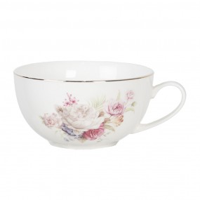 2FROTEFO Tea for One 400 ml Blanc Rose Porcelaine Fleurs Rond Ensemble théière