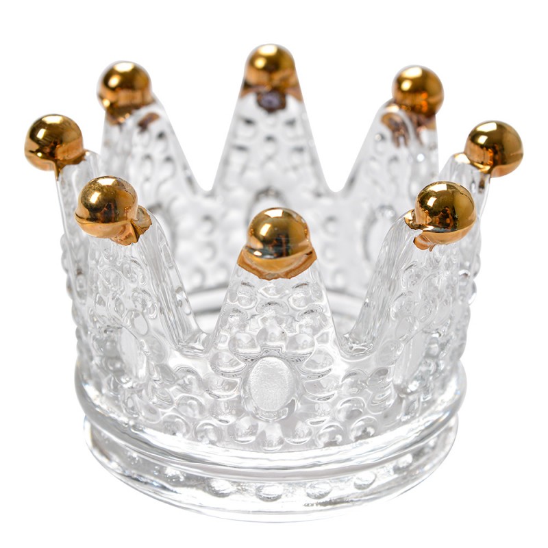 6GL4429 Porte-bougie Couronne Ø 7x5 cm Transparent Verre