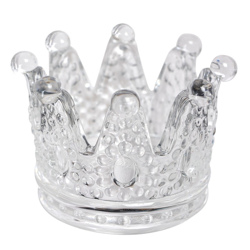 6GL4430 Porte-bougie Couronne Ø 7x5 cm Transparent Verre