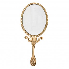 2JZSP0004 Handheld Mirror 8x2x18 cm Gold colored Metal Glass Oval